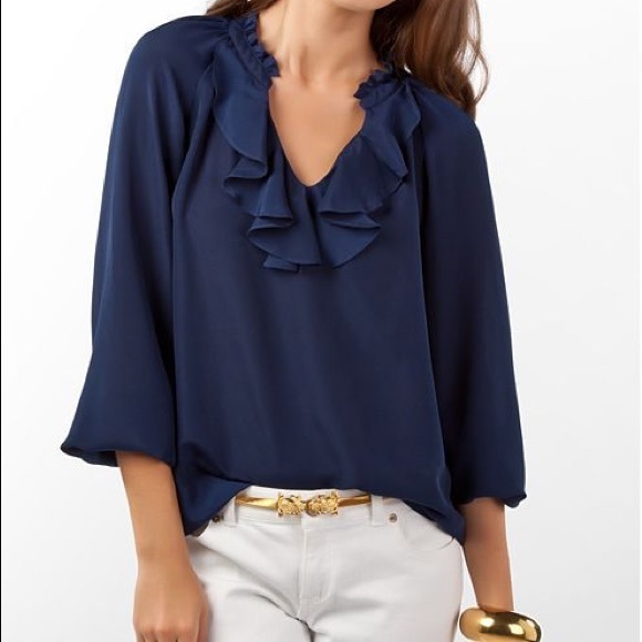 navy blue peasant top